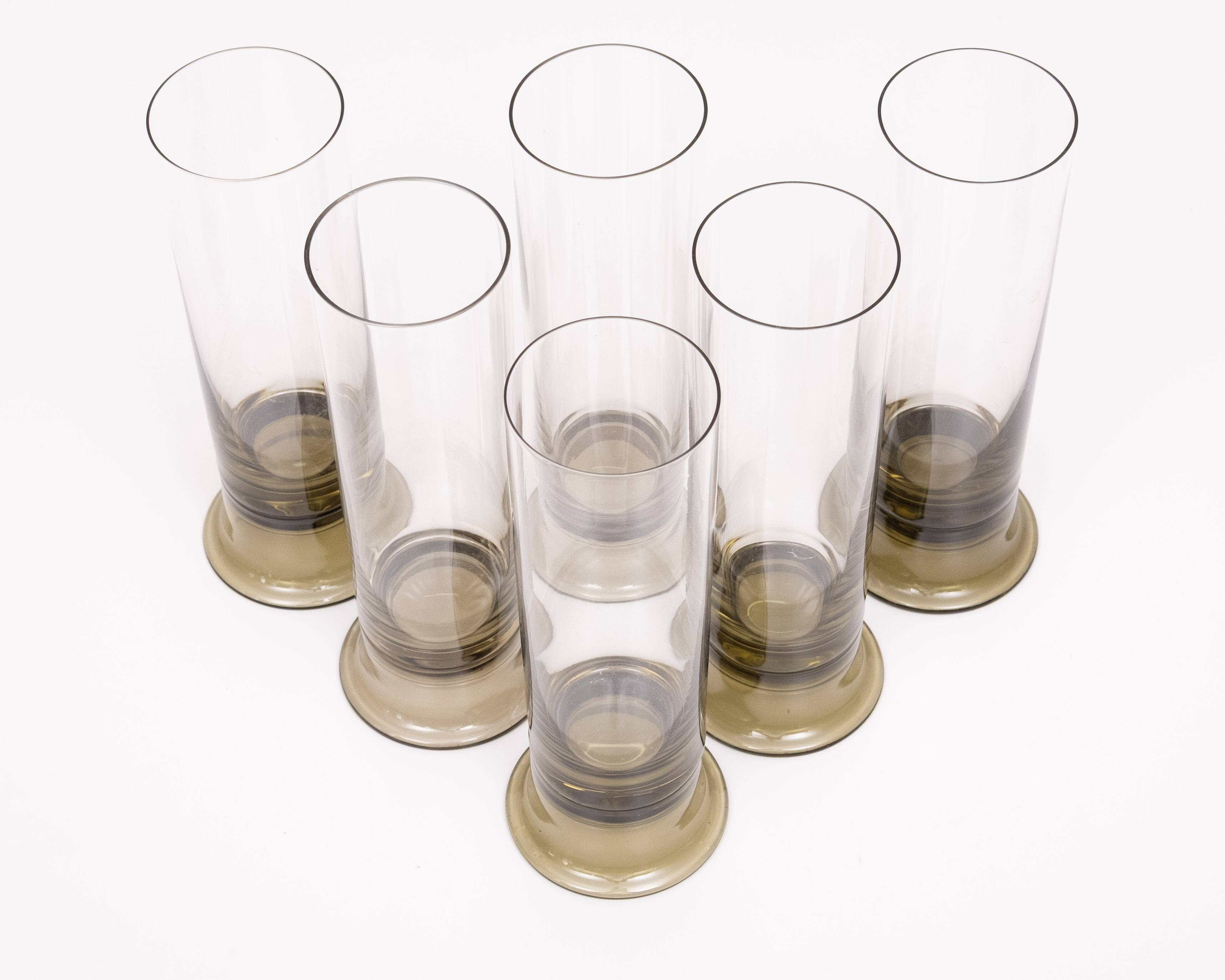 Set of Six Smoked Glass Beer Glasses by Rosenthal, 1970s