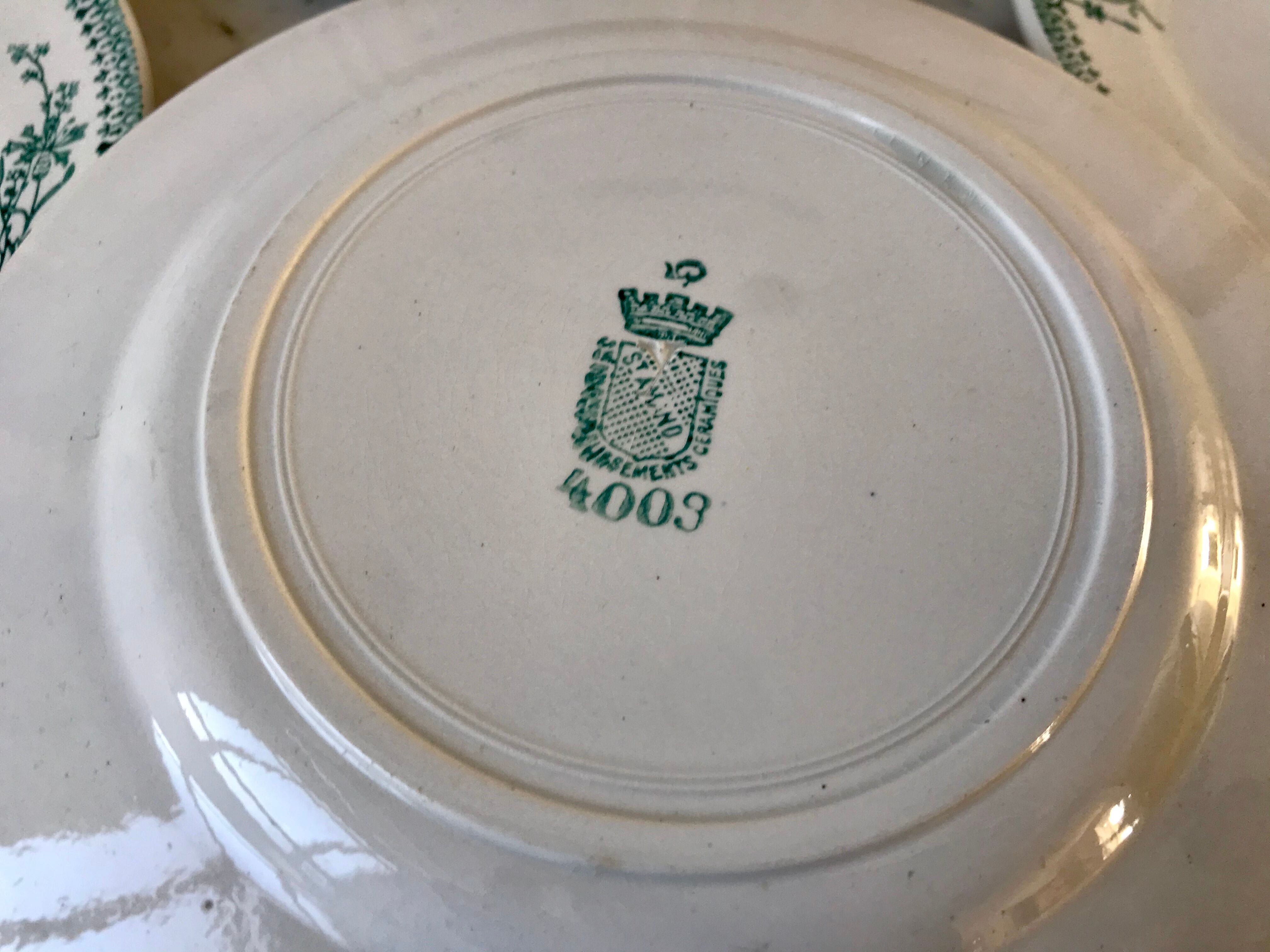 6 Terre de Fer Saint-Amand dessert plates late nineteenth