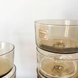 Lot de 5 coupes à champagne en verre fumé luminarc années 70