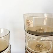 Set of 5 70s luminarc smoked glass champagne glasses