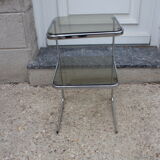 Side table chrome and smoked glass