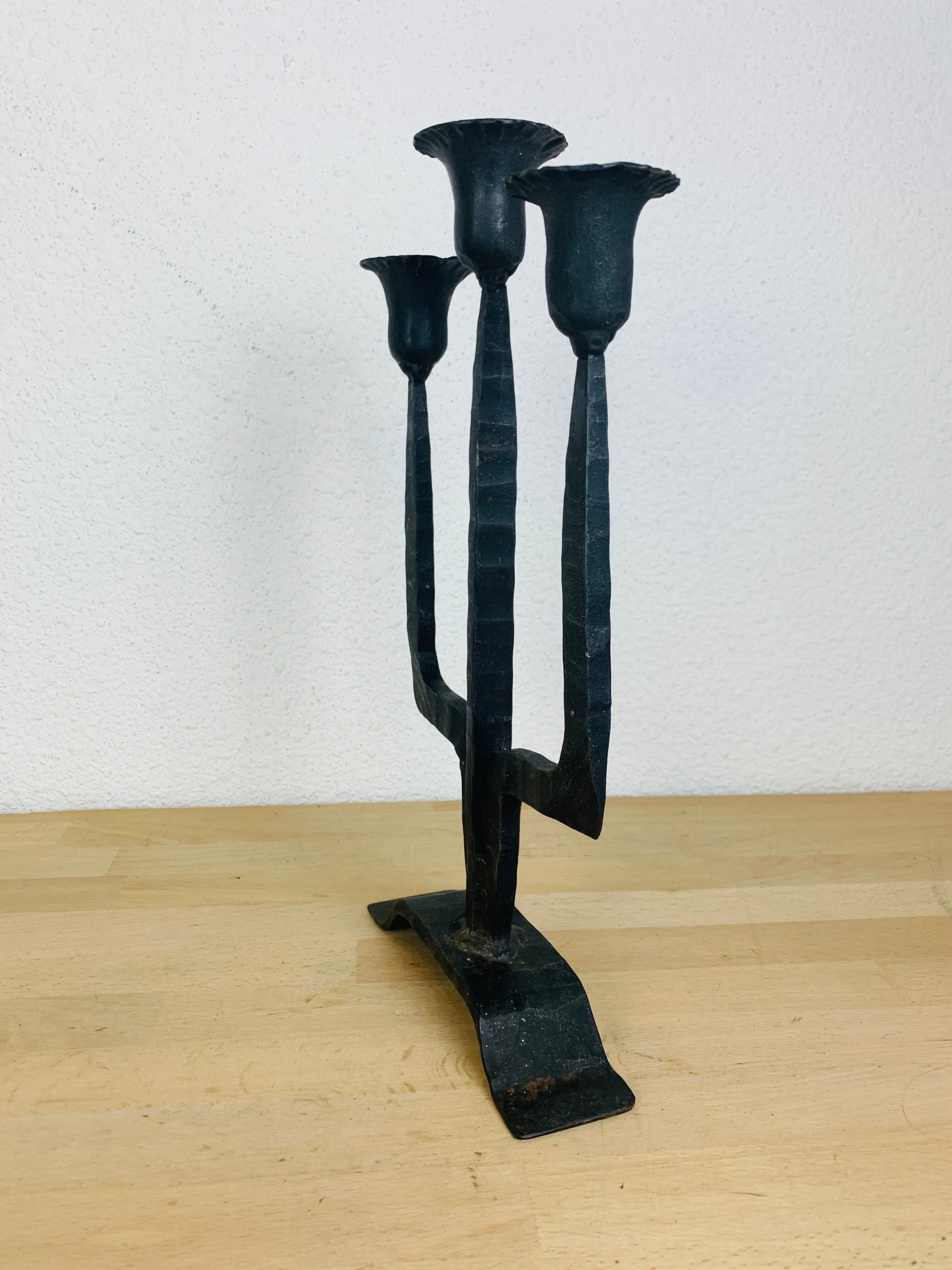 Brutalist wrought iron chandelier