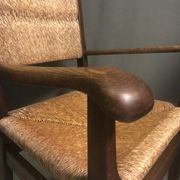 Fauteuil en chêne et paille néerlandais des années 1930.