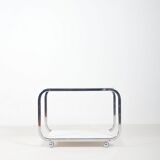 Vintage serving trolley with chrome and glass, 1970s