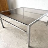 Modernist chrome and smoked glass coffee table, circa 1970