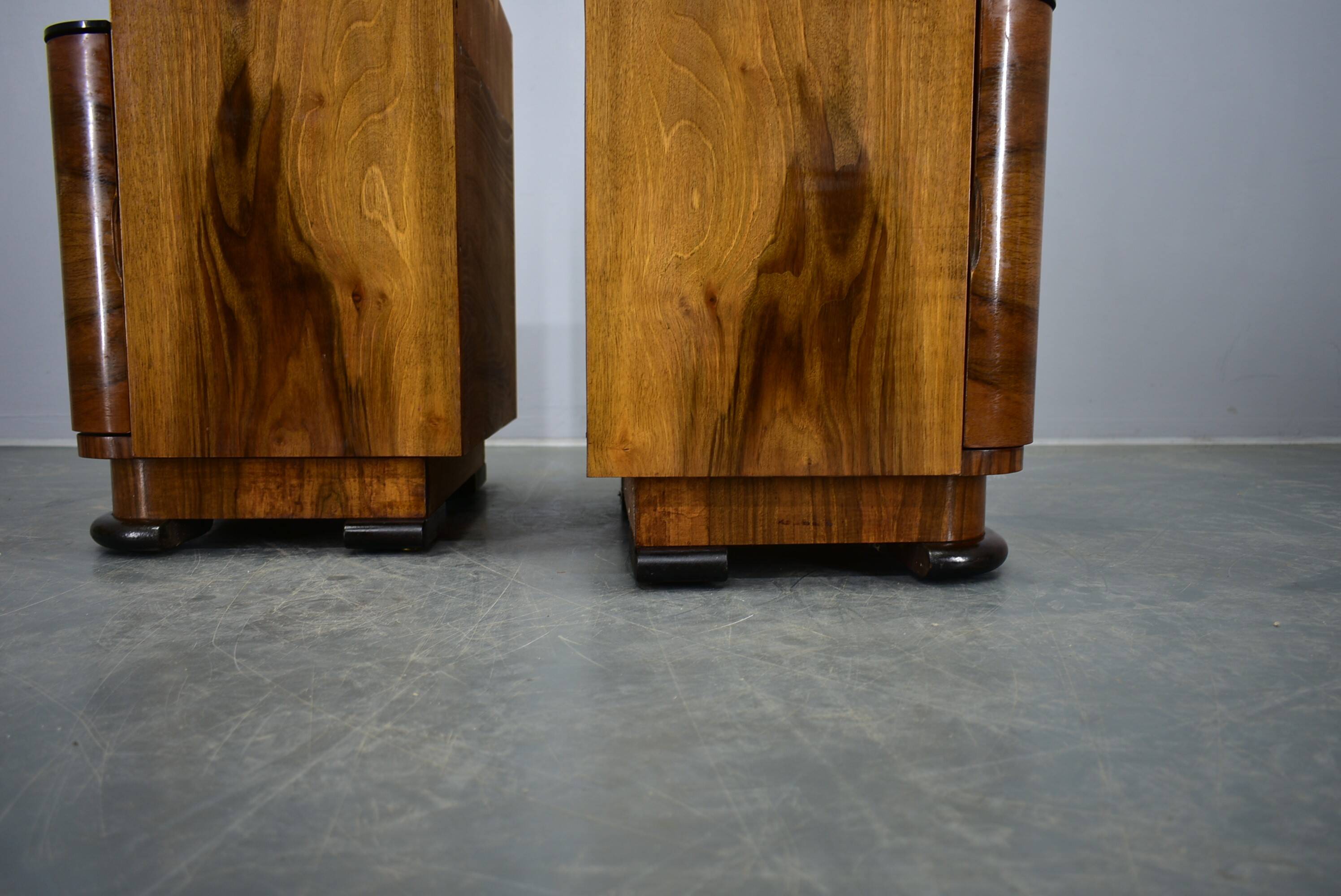 1940s pair of Art Deco bedside tables, Czechoslovakia