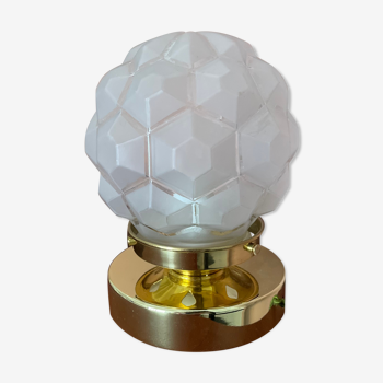 Vintage table lamp - art deco faceted glass globe