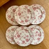 6 dessert plates Tablemates decorated with pink flowers
