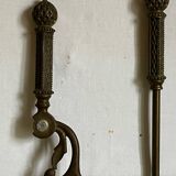 Accessoires de cheminée anciens en laiton
