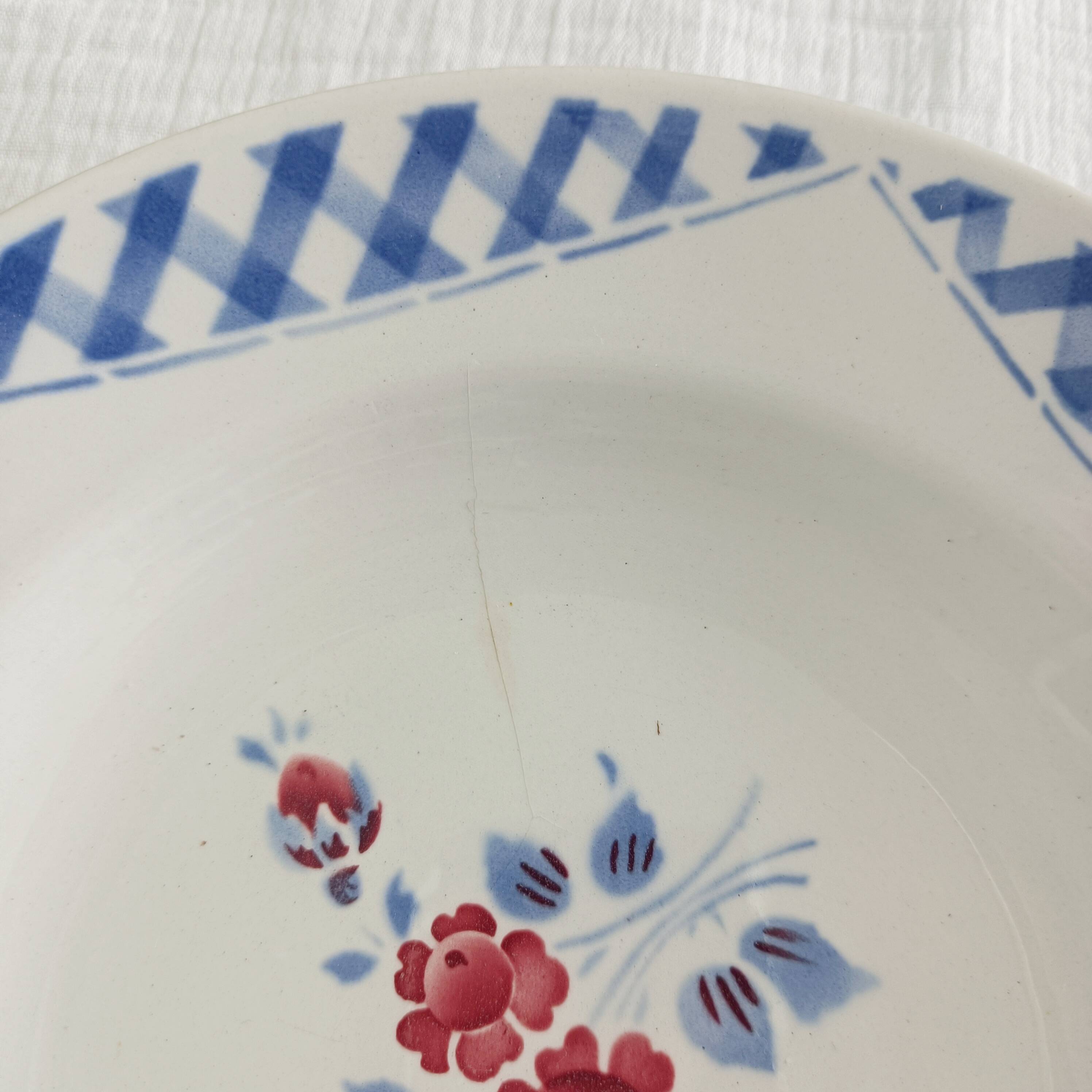 Set of 6 Lunéville K&G soup plates, Henri decor