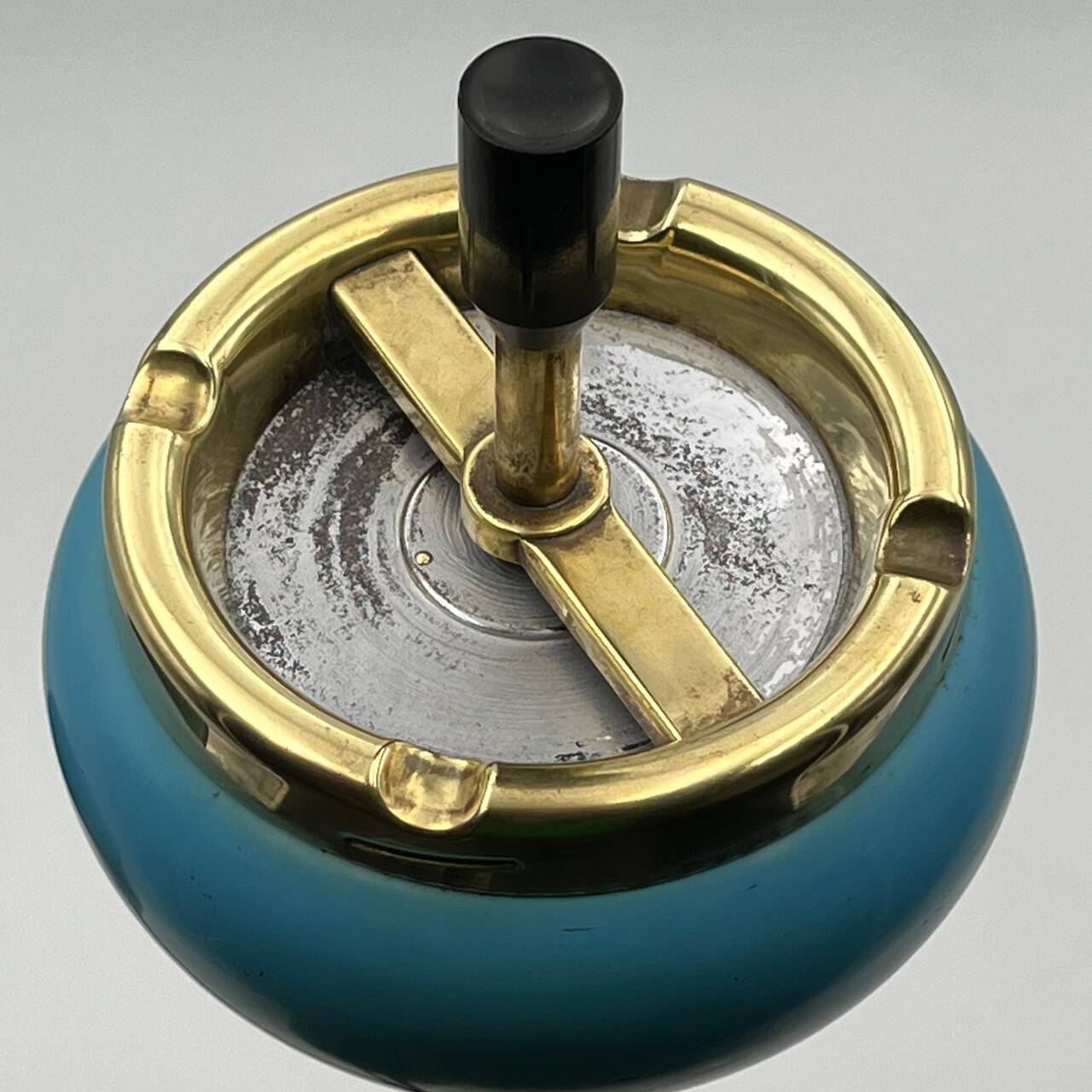 Vintage Turquoise Delight: 1950s Floor Standing Ashtray with Vase Holders