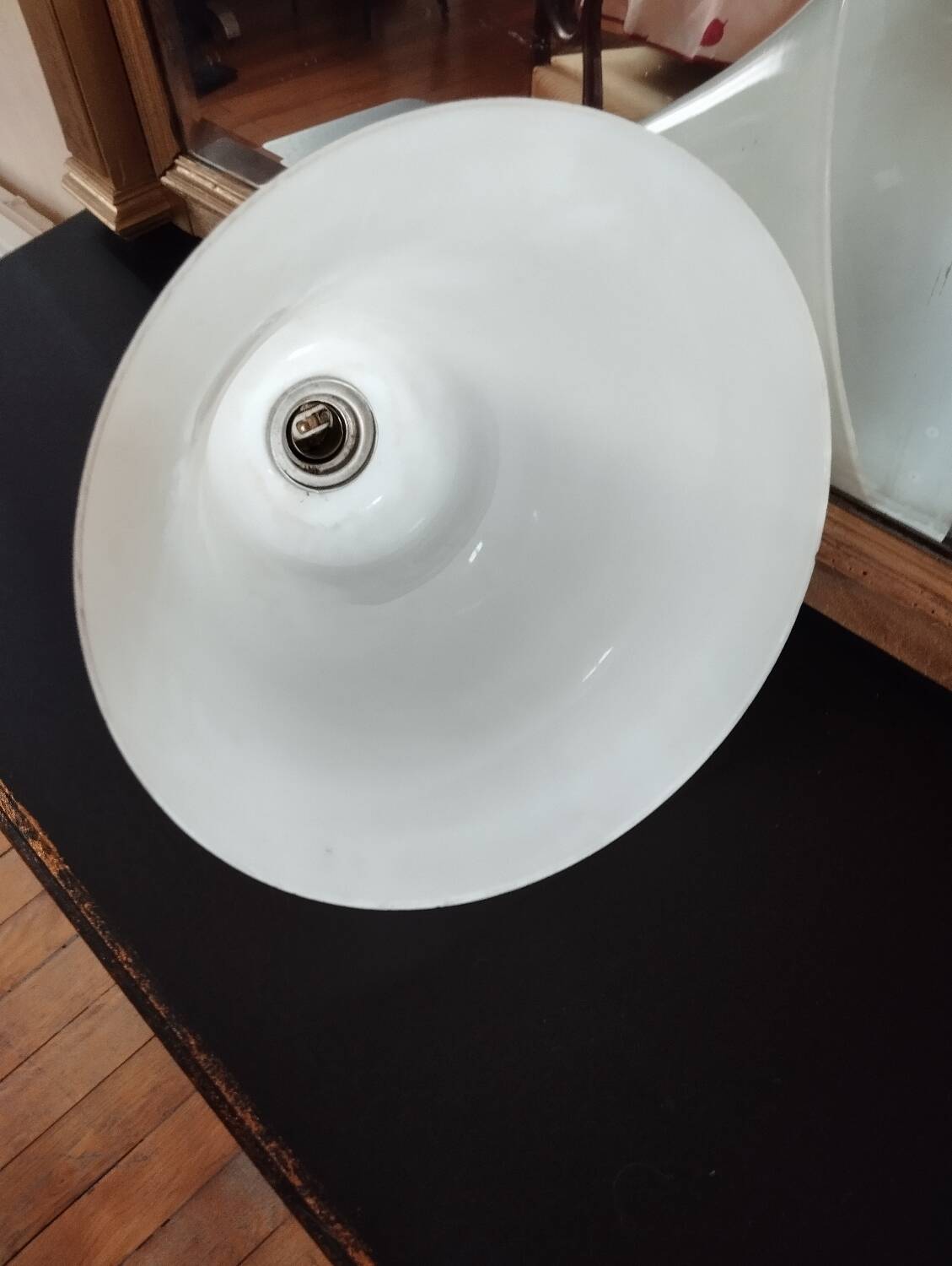 Antique albalite opaline glass pendant