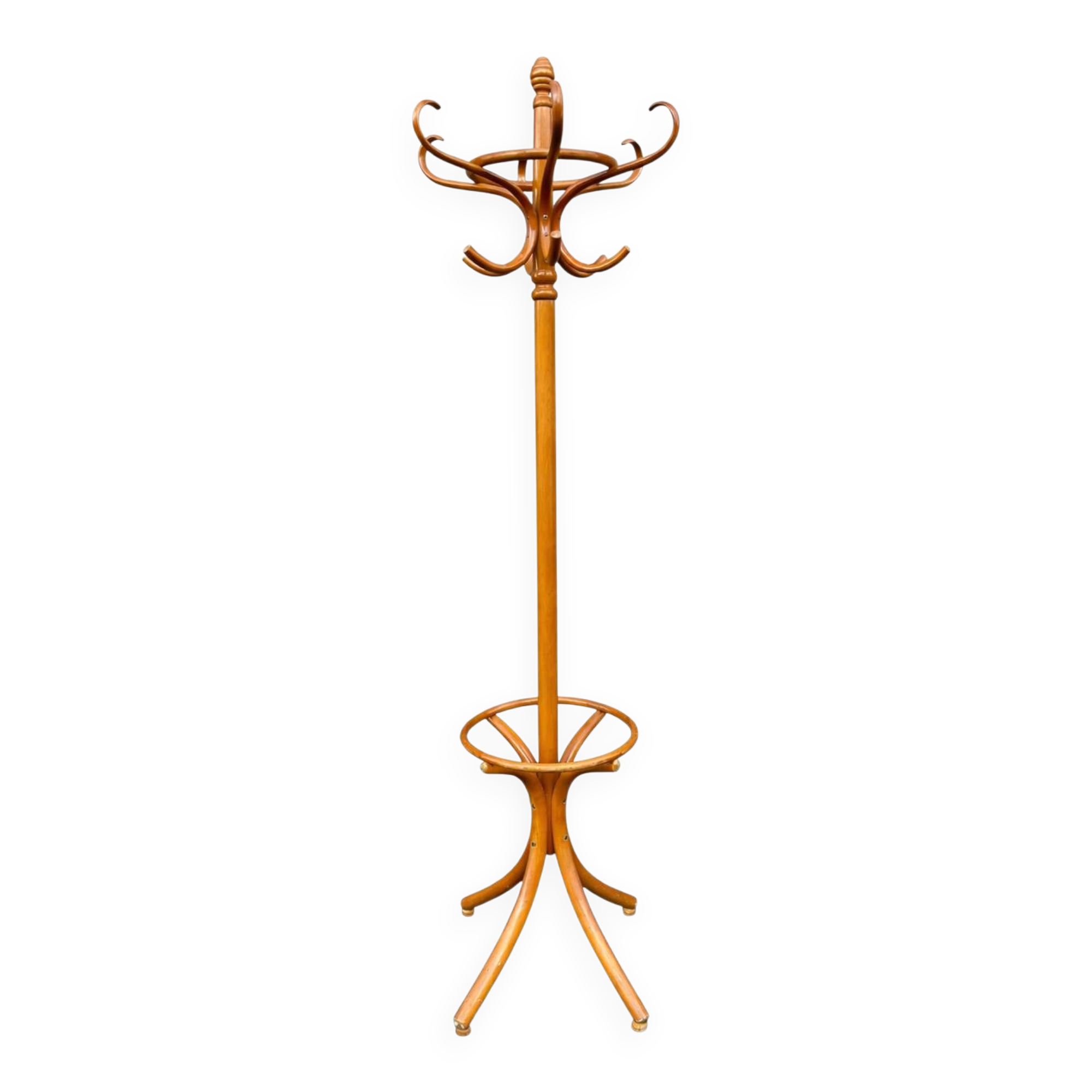 Antique curved wood parrot coat rack bistro style