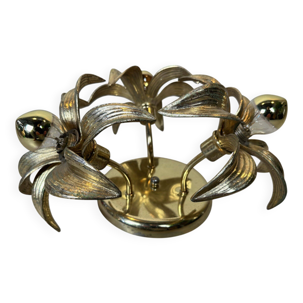 Plafonnier fleurs des années 1970 – Hollywood Regency