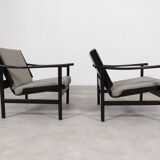 2x wooden Scandinavian arm chairs