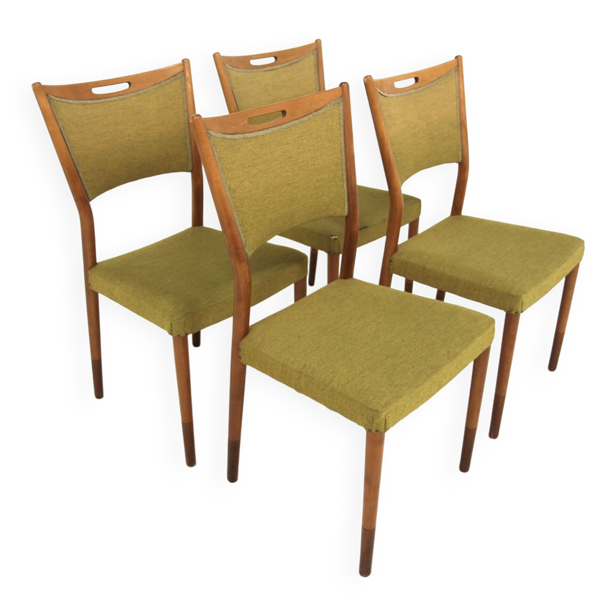 Set of 4 Scandinavian beech chairs, Treman, Sweden, 1960