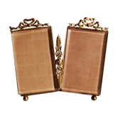 Double photo frame in brass and beveled glasses Louis XVI style from the 1900s