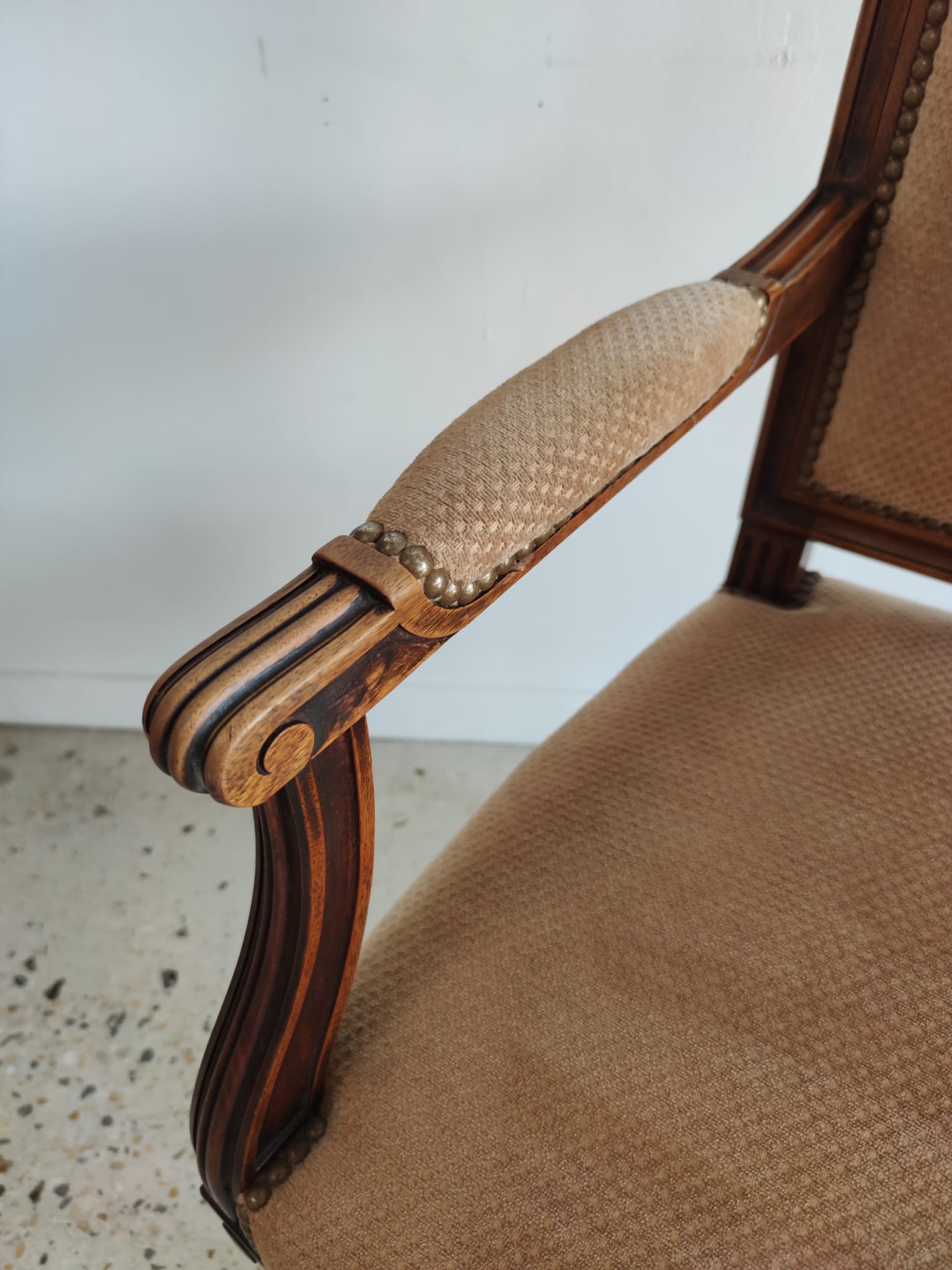 Louis XVI Jacob style armchair beige trim