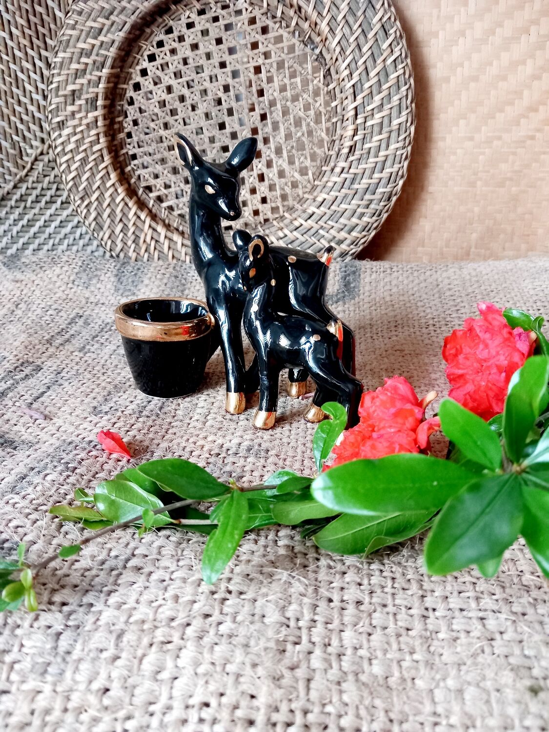Faience candlestick Doe and its Fawn