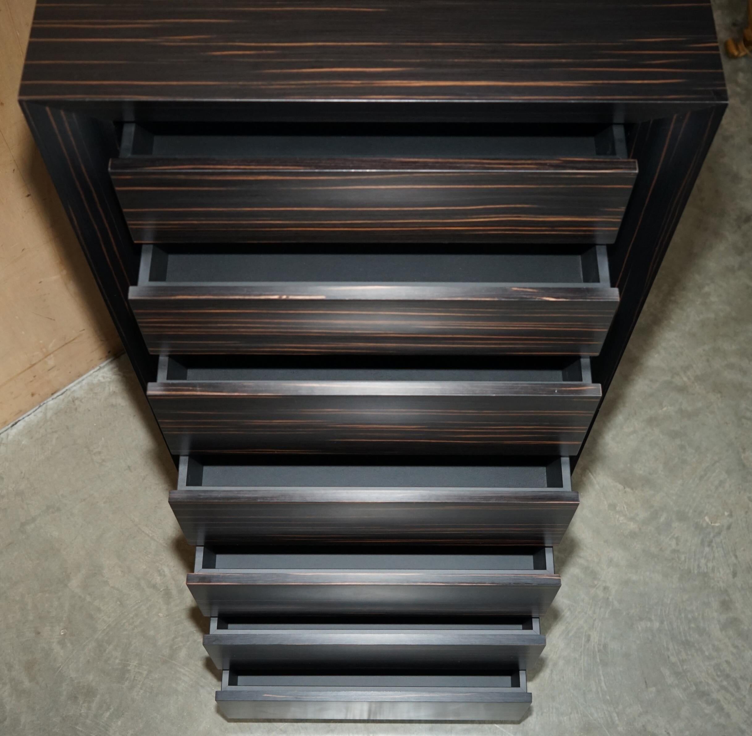 High commode Kenzo Takada in Macassar Ebony with soft-close drawers.