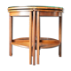 Antique Shibayama Inlaid Japanese Nested Tables in Burr Walnut