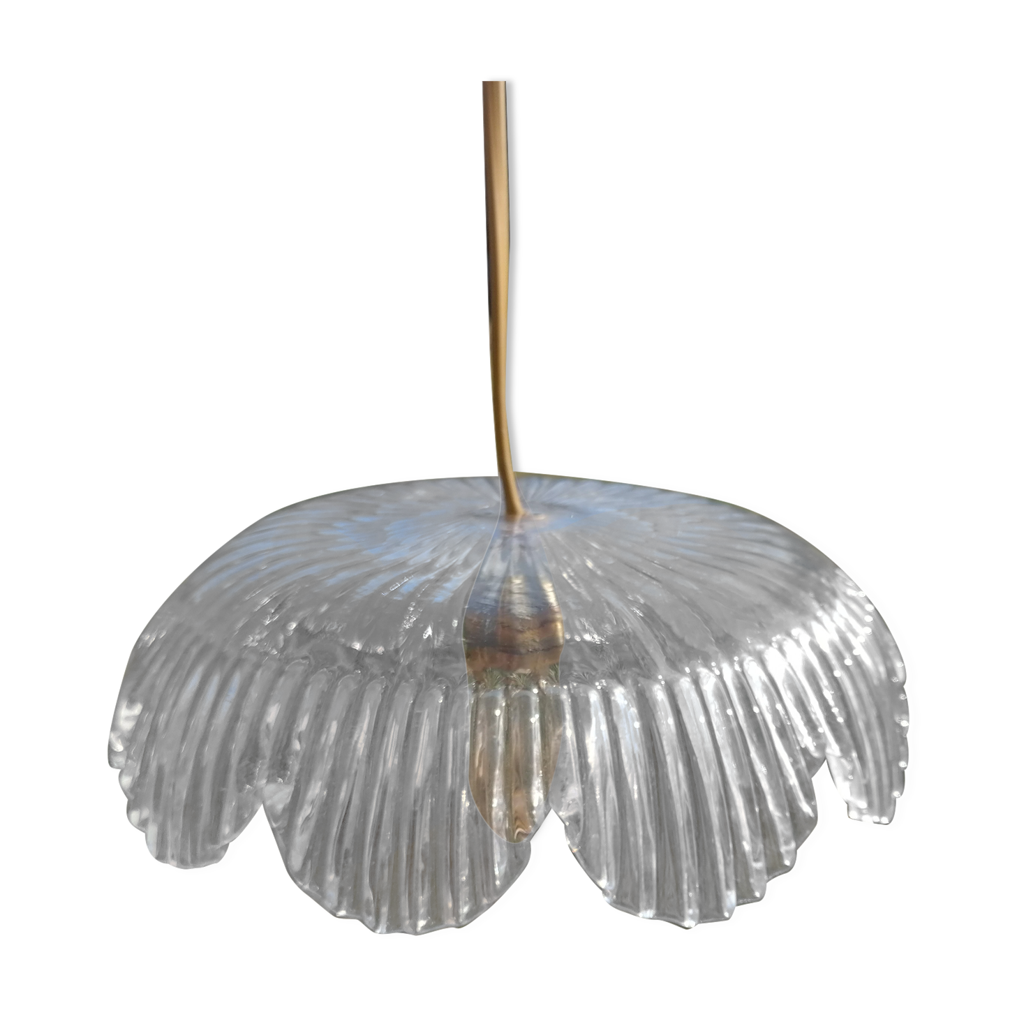 Tulip suspension in vintage holophanous glass