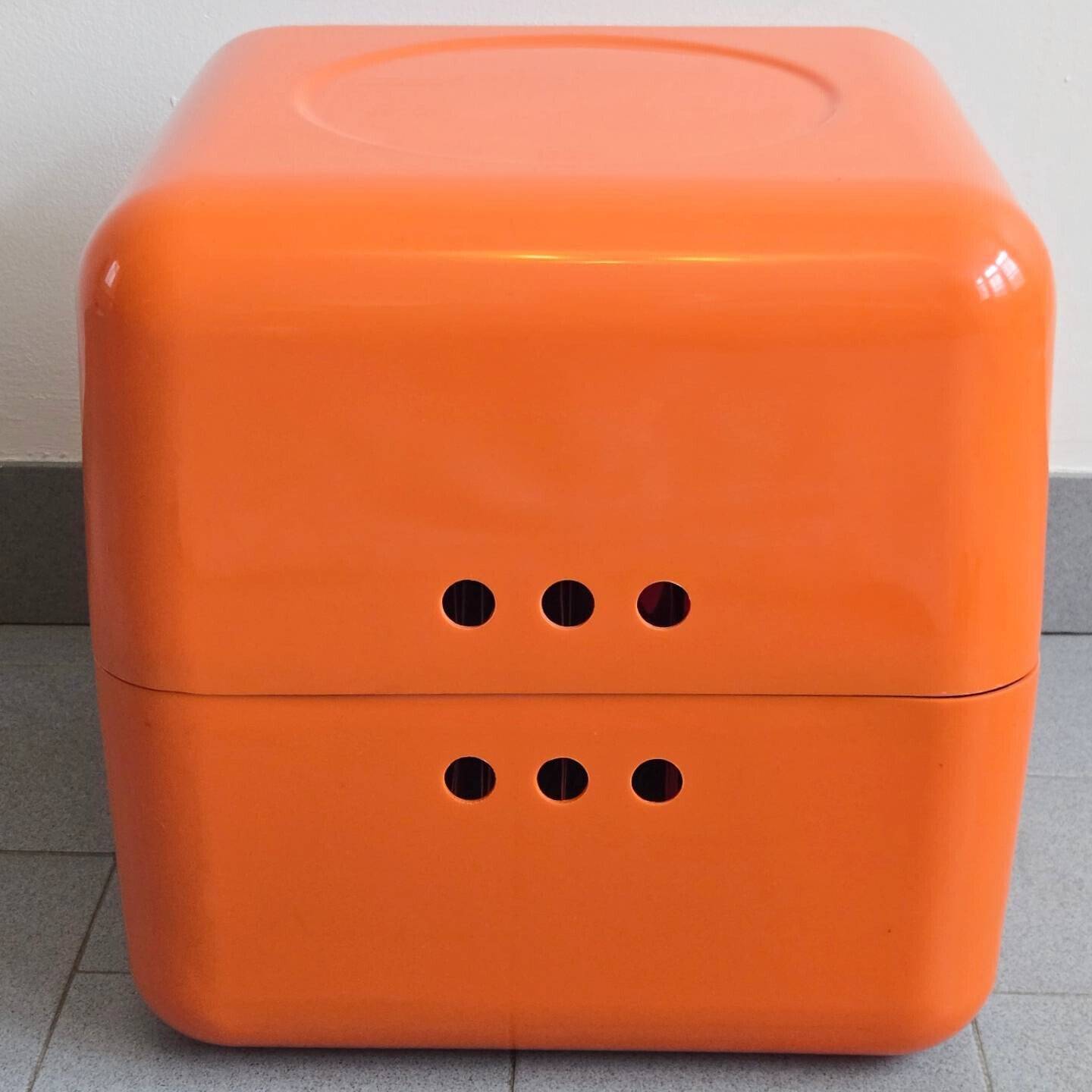 Vintage Orange Document Cube Jean Garçon for Formag 1970s Space Age