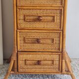 Rattan chest of drawers from the 1970s.