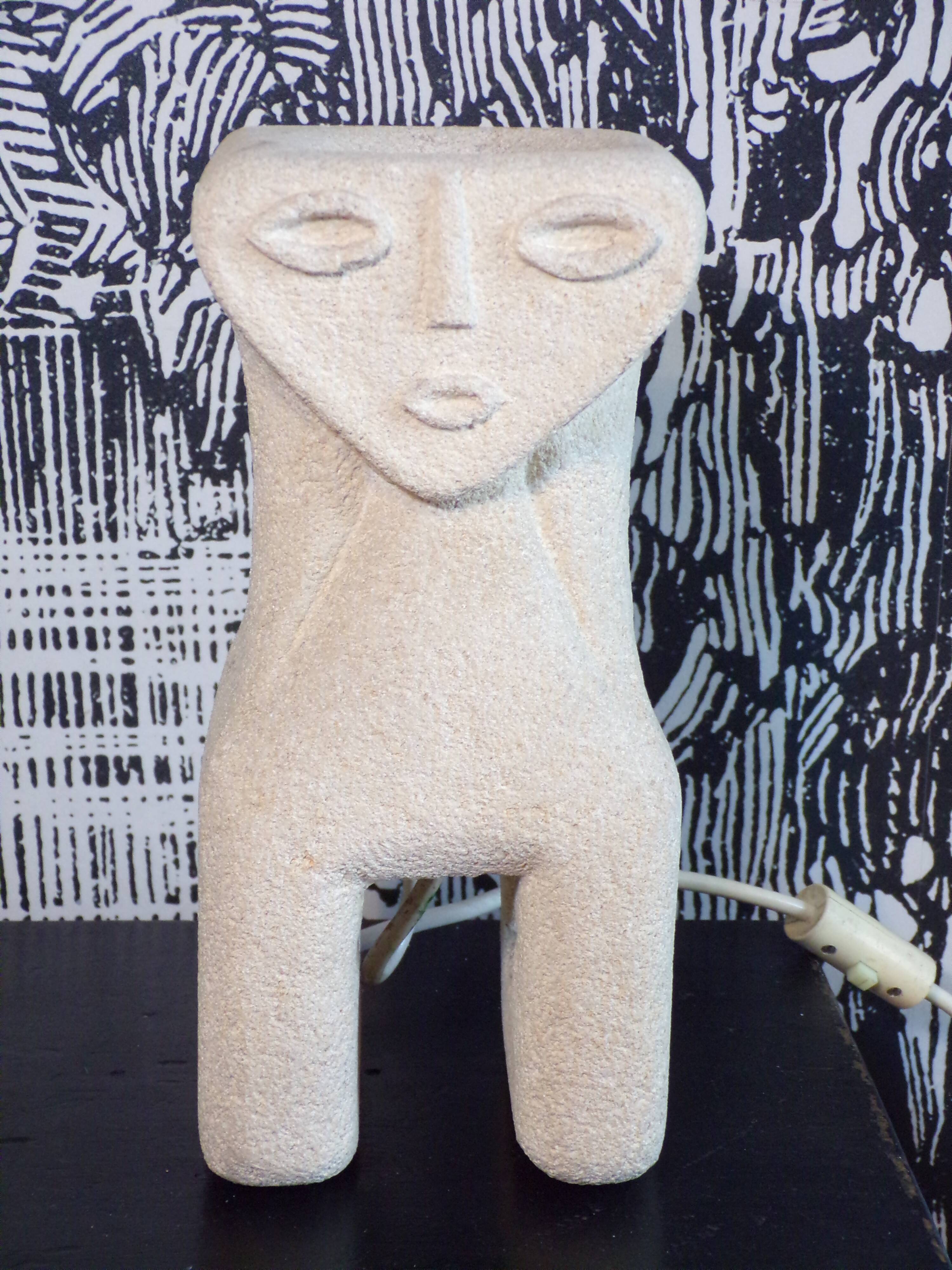 Antropomorphic lamp signed Albert Tormos in Gard stone