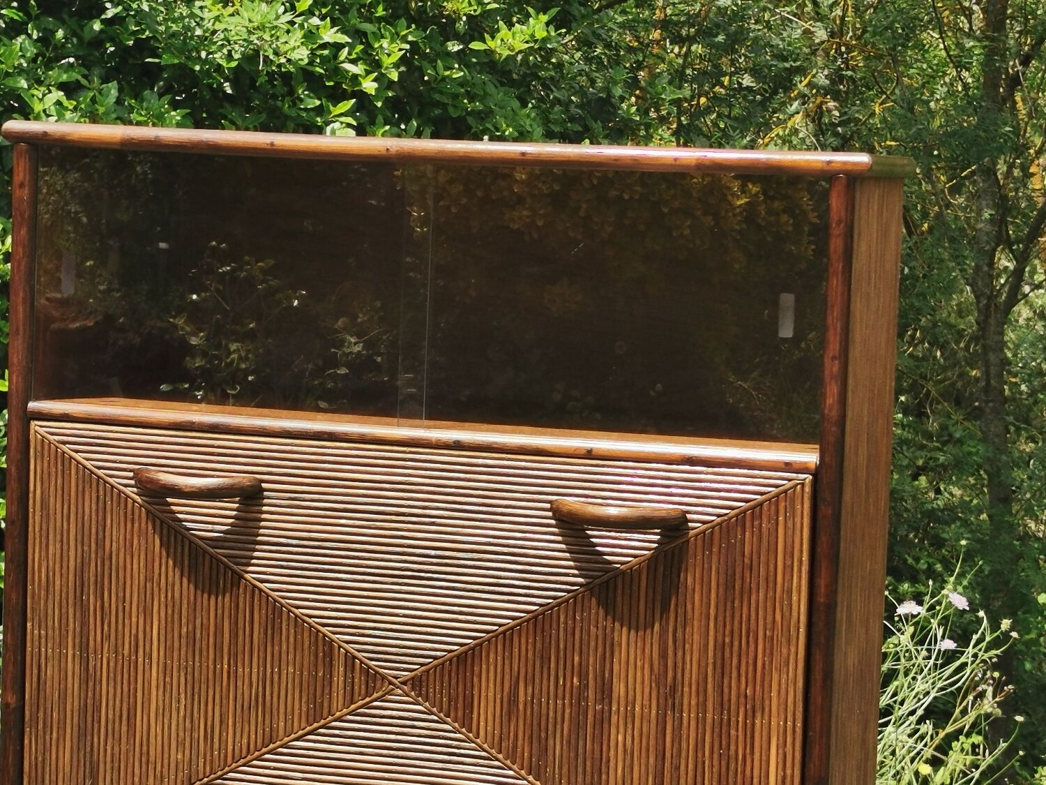 Vintage bamboo bar cabinet