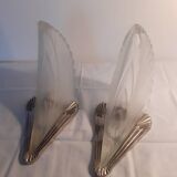 Pair of Art Deco wall lights, feather, wing or horn model