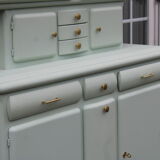 Renovated vintage Mado sideboard – Celadon green & natural cane