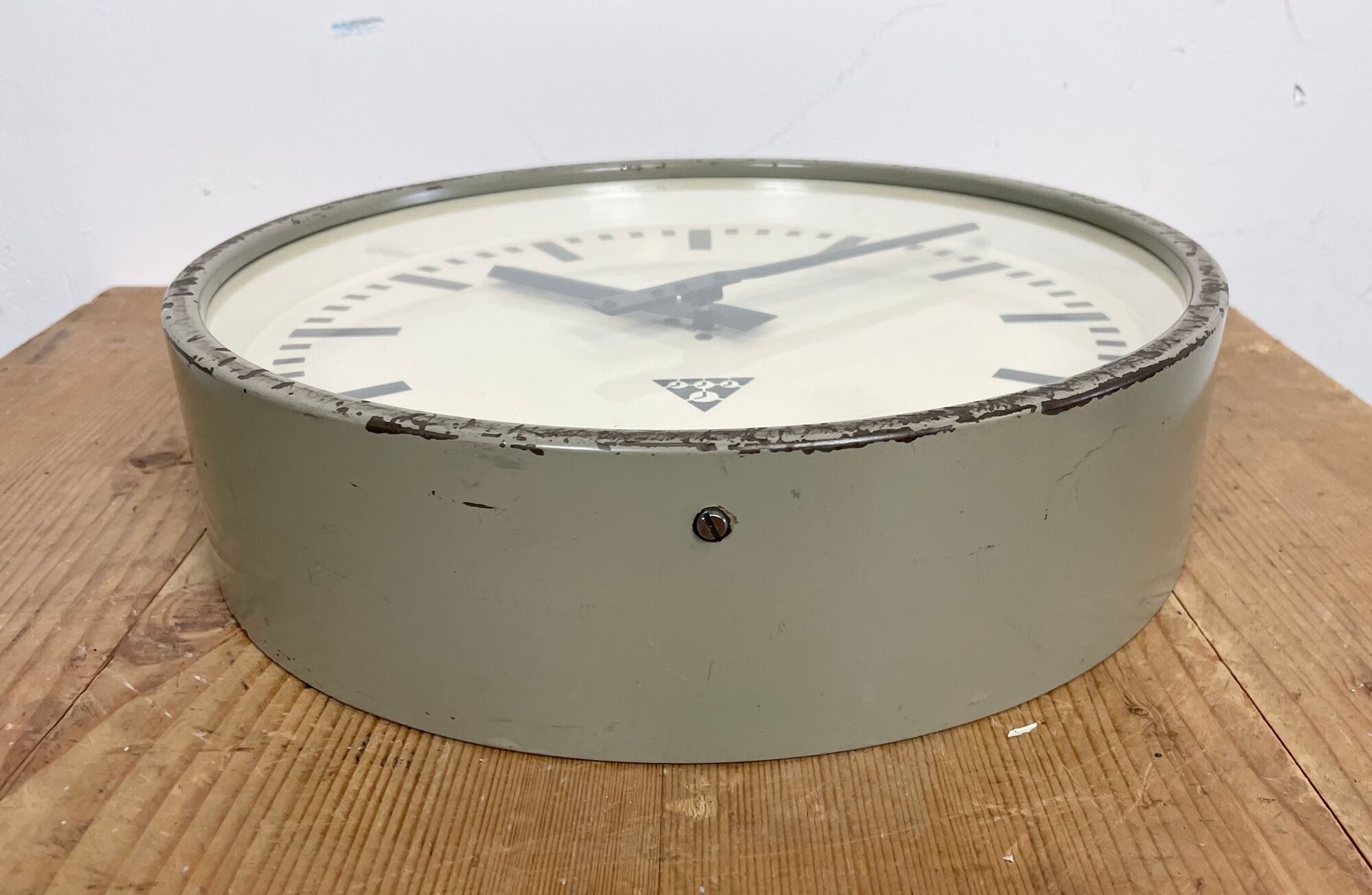 Grey Industrial Factory Wall Clock from Pragotron, 1960s