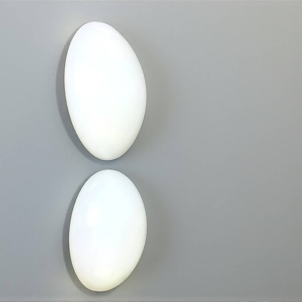 Pair Art Deco white glass wall or ceiling lamps