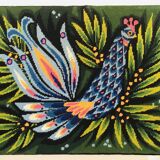Flamboyant bird tapestry Jean Lurçat style