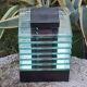 Demeter wood and glass lamp Maison Desny 1980