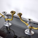Pair of brutalist candle holders by David Marshall, 1980, Spain