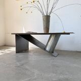 Handcrafted metal coffee table from the 1970s