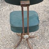 Swivel chair in green skai and chrome steel, Pullman, 1960