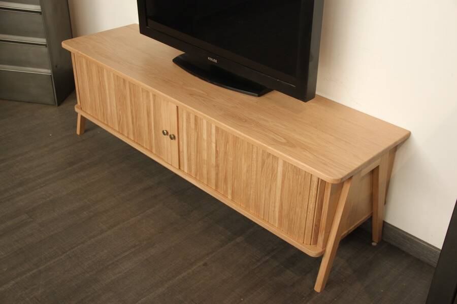 Scandinavian solid oak TV cabinet