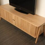 Scandinavian solid oak TV cabinet