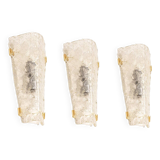 Set of 3 large angular wall sconces in Murano glass by Hillebrand, Germany, 1960s.