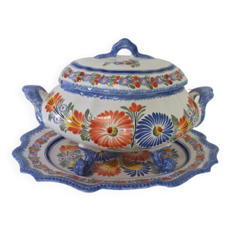 Tureen and its presentation dish Henriot Quimper