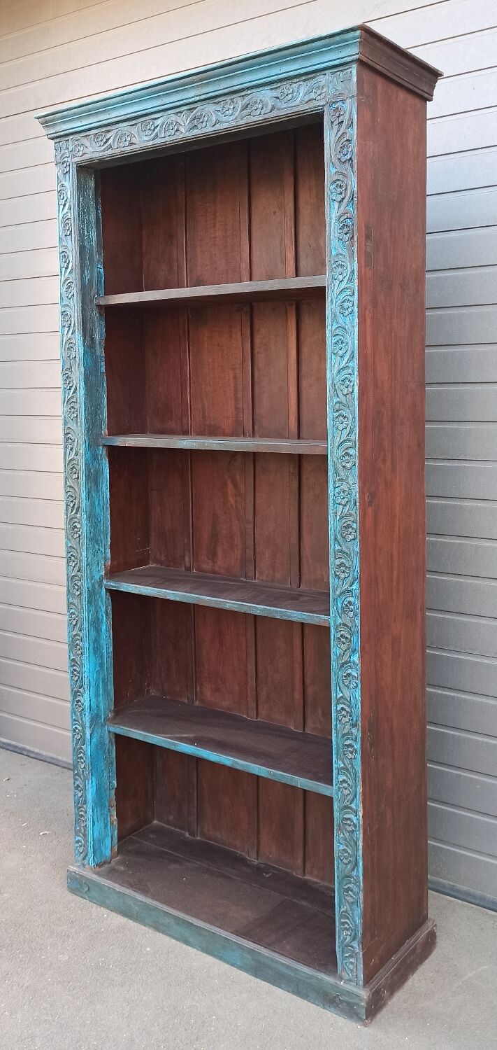 Very large old wooden bookcase
