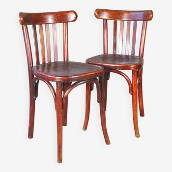 Set de 2 chaises bistrot Fischel 1938 assise bois