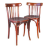 Set of 2 Fischel bistro chairs 1938 wooden seat