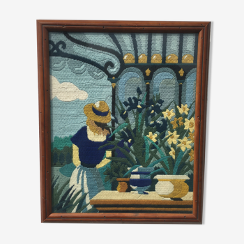 Framed tapestry "the blue lady"