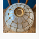 Mother-of-pearl lampshade and large format brass