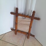 Très ancien miroir imitation bambou bois tourné