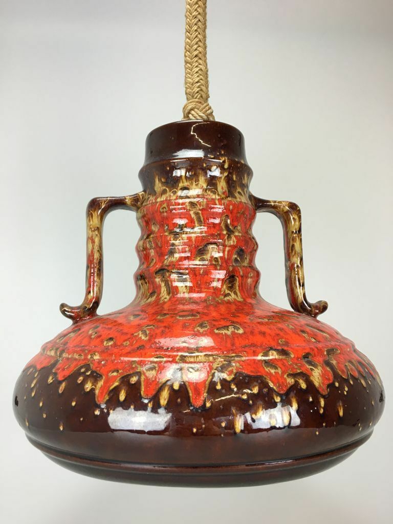 60er 70er Jahre Keramik Ceramic Lamp Lampe Leuchte Hängelampe Space Age Design